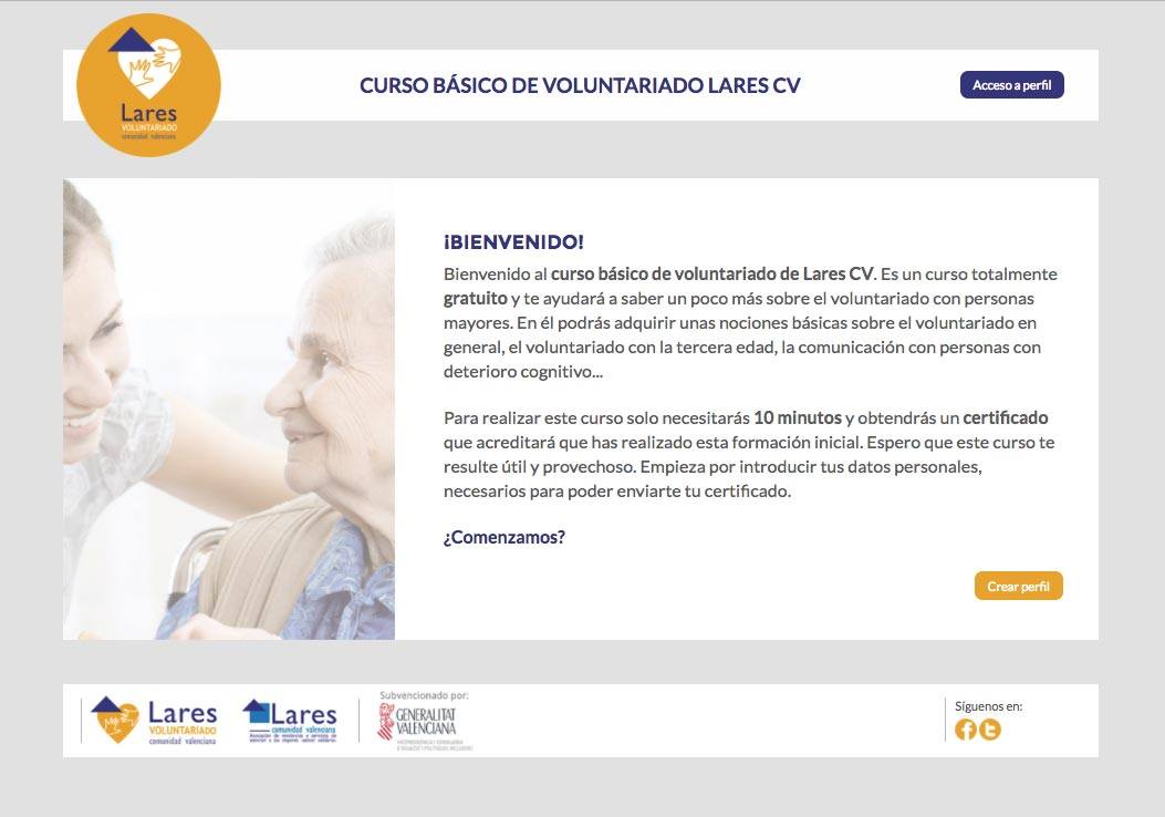 cursovoluntariado - Fórmate como voluntario con el curso gratuito online Lares Comunidad Valenciana
